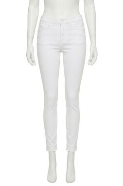 NEW KANCAN mid rise cuffed ankle skinny jeans in white